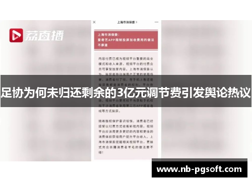 足协为何未归还剩余的3亿元调节费引发舆论热议